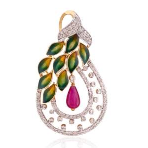Beautifully Crafted Diamond Pendant Set with Matching Earrings in 18k gold with Certified Diamonds - PD1404P